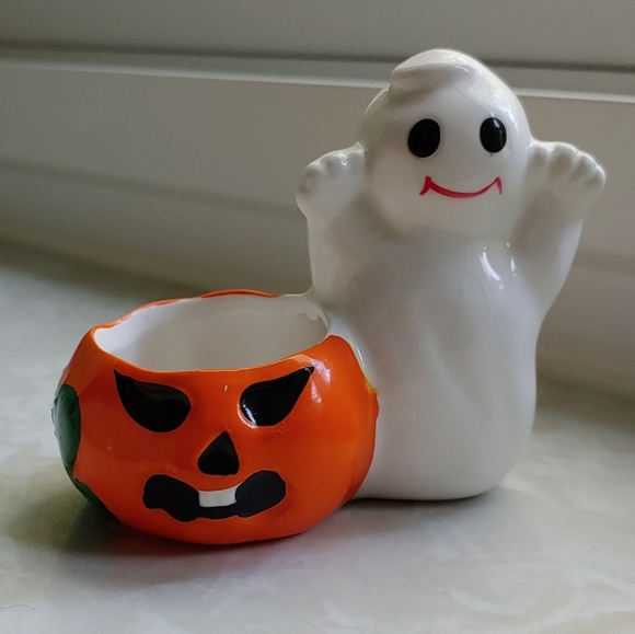 Other - Halloween Ghost with Jack-O-Lantern Ceramic Decor
